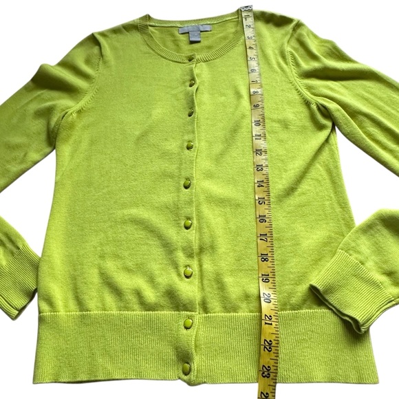 Banana Republic Chartreuse Polka Dot Trim Cardigan Medium - Picture 8 of 9